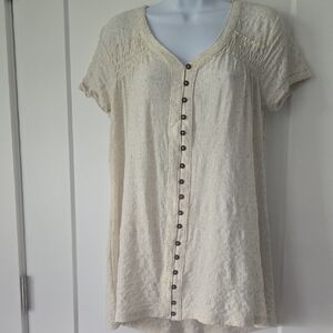 Cupio Cream Buttoned Tunic with Relaxed Fit